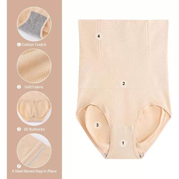 BELONGSCI Shapewear for Women Tummy Control Panties High Waist Lingerie Bodysuit Butt Lifter Body Shaper UnderwearE2 Beige