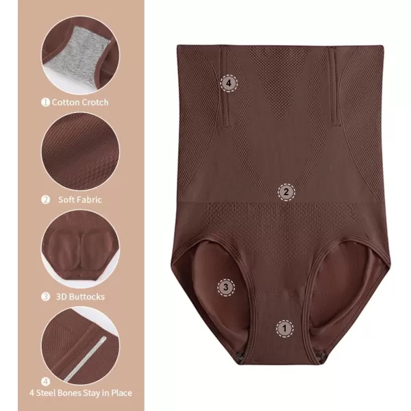 BELONGSCI Shapewear for Women Tummy Control Panties High Waist Lingerie Bodysuit Butt Lifter Body Shaper UnderwearE2 Coffee