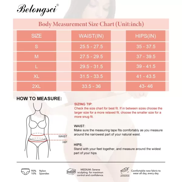 BELONGSCI Tummy Control Thong Shapewear for Women Body Shaper Underwear Seamless Shaping Thong Thigh Slimming TechnologyB Black