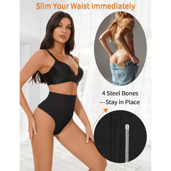 BELONGSCI Tummy Control Thong Shapewear for Women Body Shaper Underwear Seamless Shaping Thong Thigh Slimming TechnologyB Black