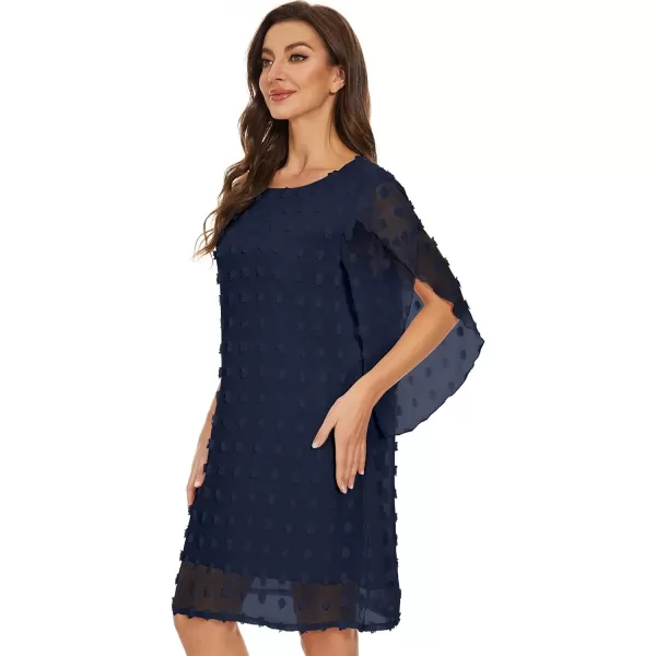 BELONGSCI Womens 2023 Summer Dress Sweet amp Cute VNeck 34 Bell Sleeve Casual Flowy Swing DressH Navy