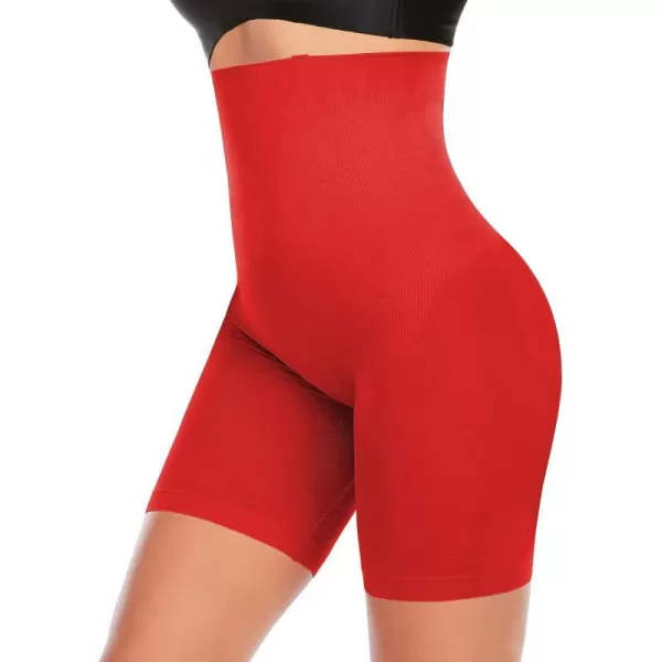 BELONGSCI High Waist Tummy Control Underwear Slim Shapewear for Women Seamless Shaping Boyshorts Thigh Slimming TechnologyD Red