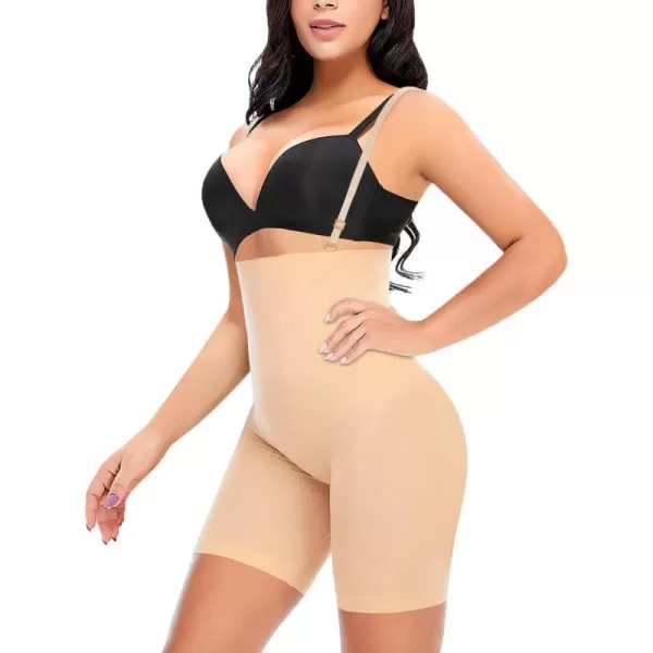 BELONGSCI High Waist Tummy Control Underwear Slim Shapewear for Women Seamless Shaping Boyshorts Thigh Slimming TechnologyD2 Beige