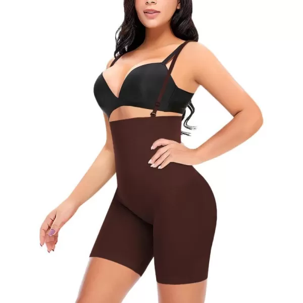 BELONGSCI High Waist Tummy Control Underwear Slim Shapewear for Women Seamless Shaping Boyshorts Thigh Slimming TechnologyD2 Coffee