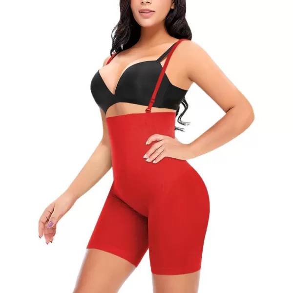 BELONGSCI High Waist Tummy Control Underwear Slim Shapewear for Women Seamless Shaping Boyshorts Thigh Slimming TechnologyD2 Red