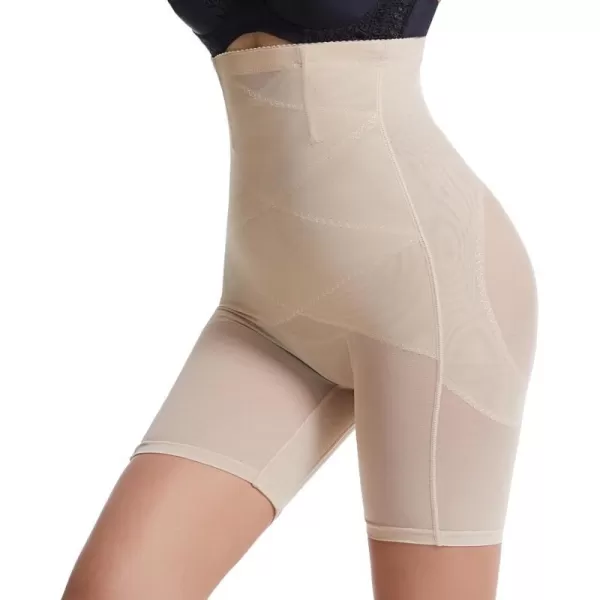 BELONGSCI High Waist Tummy Control Underwear Slim Shapewear for Women Seamless Shaping Boyshorts Thigh Slimming TechnologyK Beige