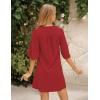 imageBELONGSCI Womens 2024 Summer Dress Sweet ampamp Cute VNeck 34 Bell Sleeve Casual Flowy Swing DressF3 Red