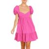 imageBELONGSCI Womens 2024 Summer DressSquare ampamp Sweetheart Neck Dress Short Puff Sleeve ALine Casual Mini Dress