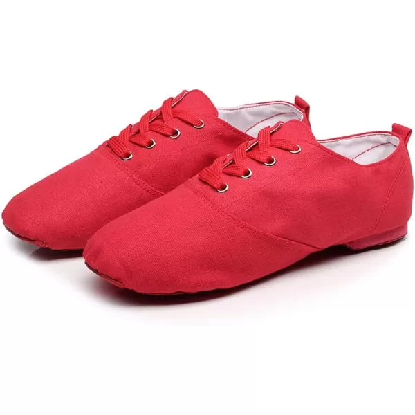 JUODVMP Womens Breathable Canvas Jazz Dance Shoes Lady Latin Yoga Ballroom Dance ShoesModel TJDBFBJSRed