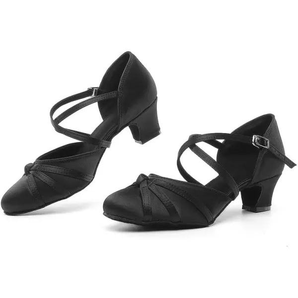 JUODVMP Womens Closed Toe Dance Heels Satin Latin Ballroom Dance Shoes for Wedding Party Model YCL189Black175 Inchycl117