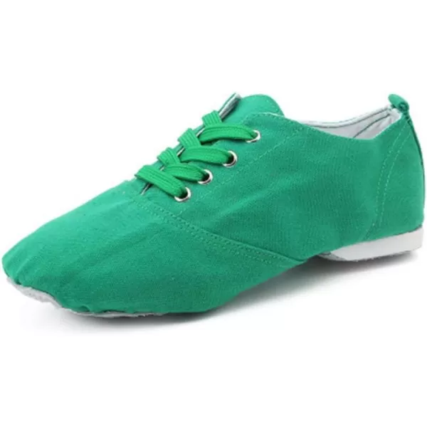 JUODVMP Womens Breathable Canvas Jazz Dance Shoes Lady Latin Yoga Ballroom Dance ShoesModel TJDBFBJSGreen