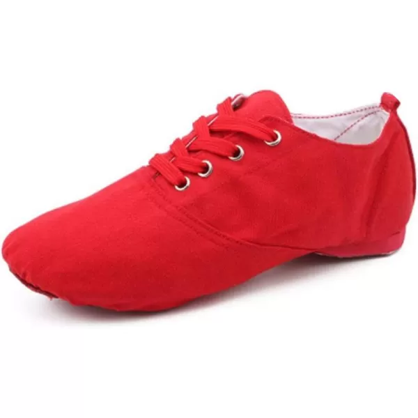 JUODVMP Womens Breathable Canvas Jazz Dance Shoes Lady Latin Yoga Ballroom Dance ShoesModel TJDBFBJSRed