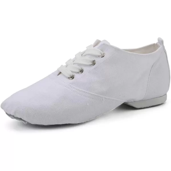 JUODVMP Womens Breathable Canvas Jazz Dance Shoes Lady Latin Yoga Ballroom Dance ShoesModel TJDBFBJSWhite