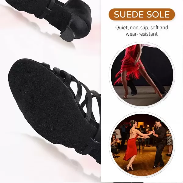 JUODVMP Girls Latin Dance Shoes Satin Ballroom Tango Salsa Practice Party Ballroom Dance ShoesModel USSSZSBlack202xgg15heel