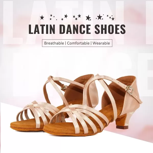 JUODVMP Girls Latin Dance Shoes Satin Ballroom Tango Salsa Practice Party Ballroom Dance ShoesModel USSSZSPink202xgg15heel