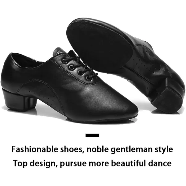 JUODVMP Laceup Professional Latin Dance Shoes Ballroom Modern Jazz Tango Waltz Salsa Leather Shoes for Men Low HeelModel WLL5182Black