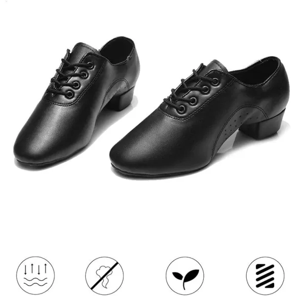 JUODVMP Laceup Professional Latin Dance Shoes Ballroom Modern Jazz Tango Waltz Salsa Leather Shoes for Men Low HeelModel WLL5182Black