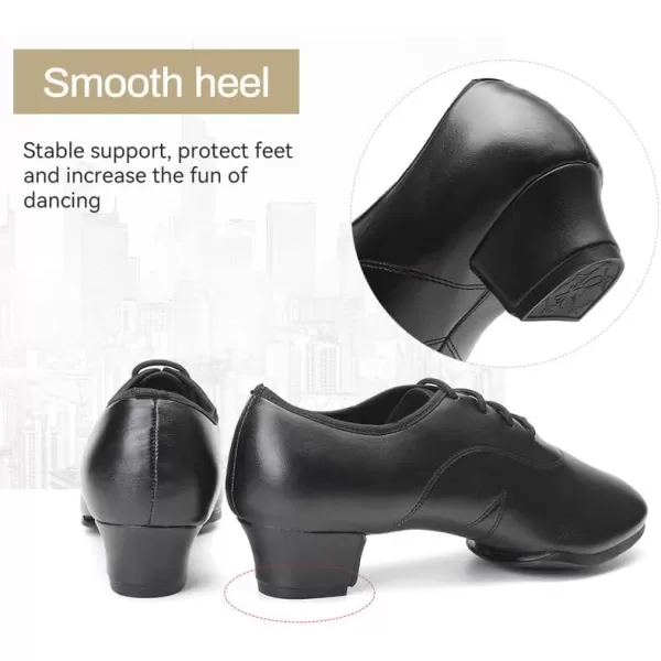 JUODVMP Laceup Professional Latin Dance Shoes Ballroom Modern Jazz Tango Waltz Salsa Leather Shoes for Men Low HeelModel WLL5182Black2j35cm Heelswll5182