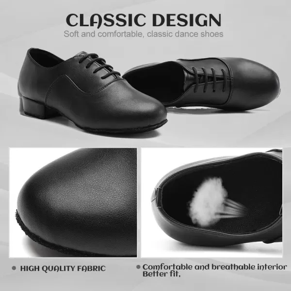 JUODVMP Laceup Professional Latin Dance Shoes Ballroom Modern Jazz Tango Waltz Salsa Leather Shoes for Men Low HeelModel WLL5182Black704suede Sole