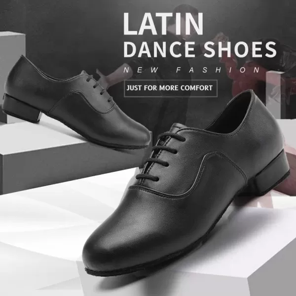 JUODVMP Laceup Professional Latin Dance Shoes Ballroom Modern Jazz Tango Waltz Salsa Leather Shoes for Men Low HeelModel WLL5182Black704suede Sole