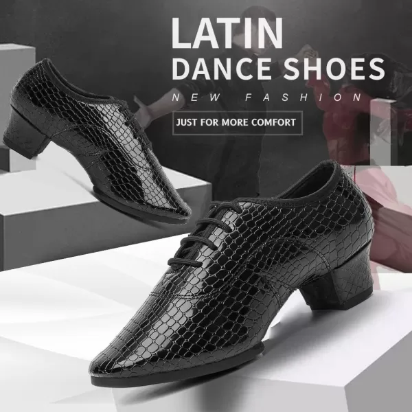 JUODVMP Laceup Professional Latin Dance Shoes Ballroom Modern Jazz Tango Waltz Salsa Leather Shoes for Men Low HeelModel WLL5182Blackstw2j3cm Heelswll5182