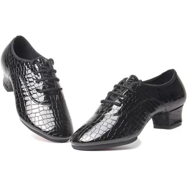 JUODVMP Laceup Professional Latin Dance Shoes Ballroom Modern Jazz Tango Waltz Salsa Leather Shoes for Men Low HeelModel WLL5182Blackstw2j3cm Heelswll5182