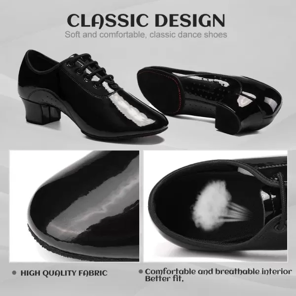 JUODVMP Laceup Professional Latin Dance Shoes Ballroom Modern Jazz Tango Waltz Salsa Leather Shoes for Men Low HeelModel WLL5182Bright Black238suede Sole