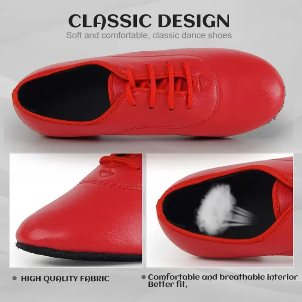 JUODVMP Laceup Professional Latin Dance Shoes Ballroom Modern Jazz Tango Waltz Salsa Leather Shoes for Men Low HeelModel WLL5182Red2m35cm Heelswll5182