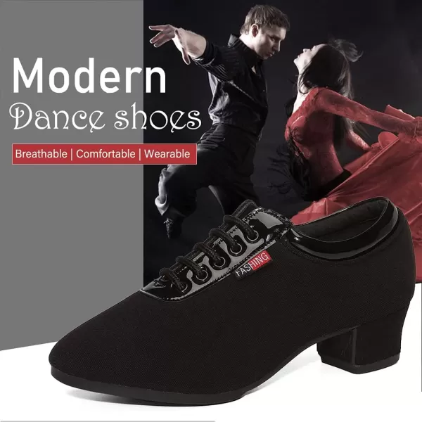 JUODVMP Men amp Women Ballroom Dance Shoes Laceup Latin Modern Salsa Dance Practice Teaching Performance Model 601Black Rubber Full Sole 35 Cm