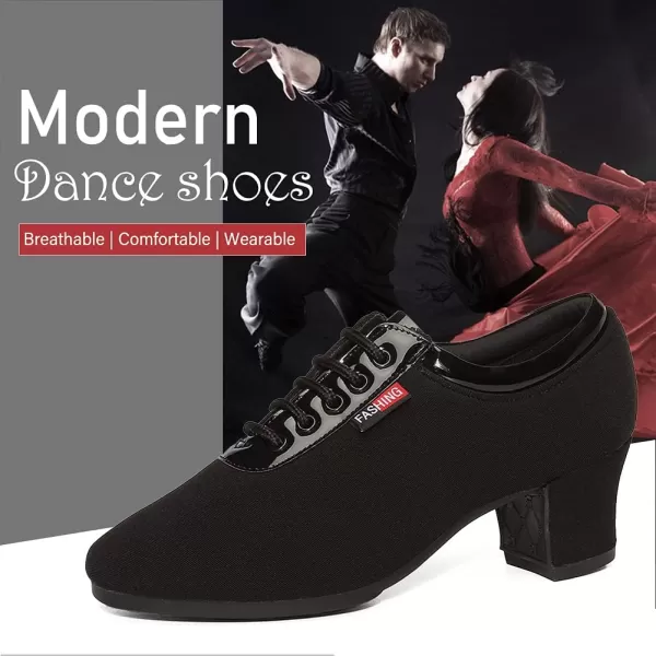 JUODVMP Men amp Women Ballroom Dance Shoes Laceup Latin Modern Salsa Dance Practice Teaching Performance Model 601Black Rubber Full Sole 5 Cm