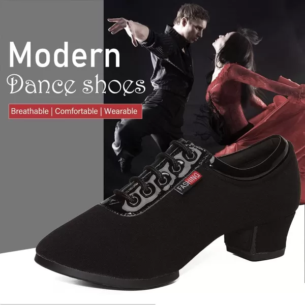 JUODVMP Men amp Women Ballroom Dance Shoes Laceup Latin Modern Salsa Dance Practice Teaching Performance Model 601Black Rubber Split Sole 35 Cm