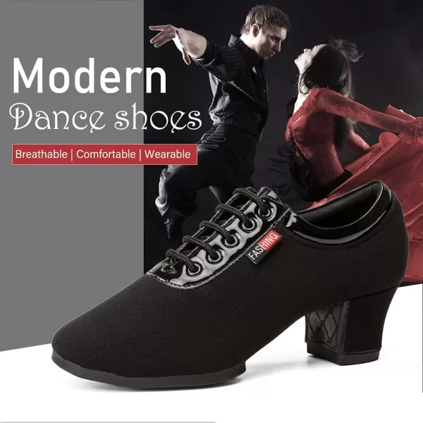 JUODVMP Men amp Women Ballroom Dance Shoes Laceup Latin Modern Salsa Dance Practice Teaching Performance Model 601Black Rubber Split Sole 5 Cm