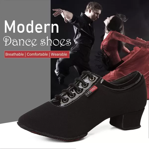 JUODVMP Men amp Women Ballroom Dance Shoes Laceup Latin Modern Salsa Dance Practice Teaching Performance Model 601Black Suede Split Sole 35 Cm