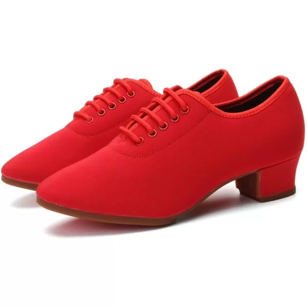 JUODVMP Men amp Women Ballroom Dance Shoes Laceup Latin Modern Salsa Dance Practice Teaching Performance Model 601Red Rubber Full Sole 35 Cmnjbzb