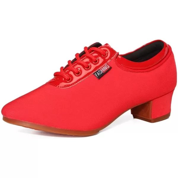 JUODVMP Men amp Women Ballroom Dance Shoes Laceup Latin Modern Salsa Dance Practice Teaching Performance Model 601Red Rubber Full Sole 35 Cmzb601