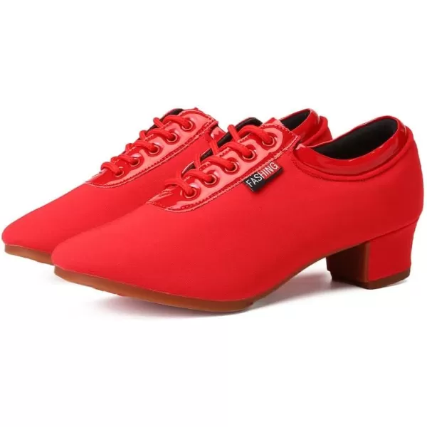 JUODVMP Men amp Women Ballroom Dance Shoes Laceup Latin Modern Salsa Dance Practice Teaching Performance Model 601Red Rubber Full Sole 35 Cmzb601