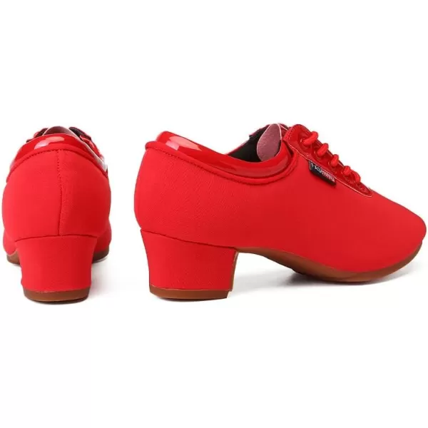 JUODVMP Men amp Women Ballroom Dance Shoes Laceup Latin Modern Salsa Dance Practice Teaching Performance Model 601Red Rubber Full Sole 35 Cmzb601