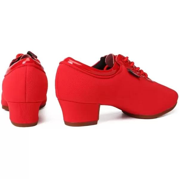 JUODVMP Men amp Women Ballroom Dance Shoes Laceup Latin Modern Salsa Dance Practice Teaching Performance Model 601Red Rubber Split Sole 35 Cm601