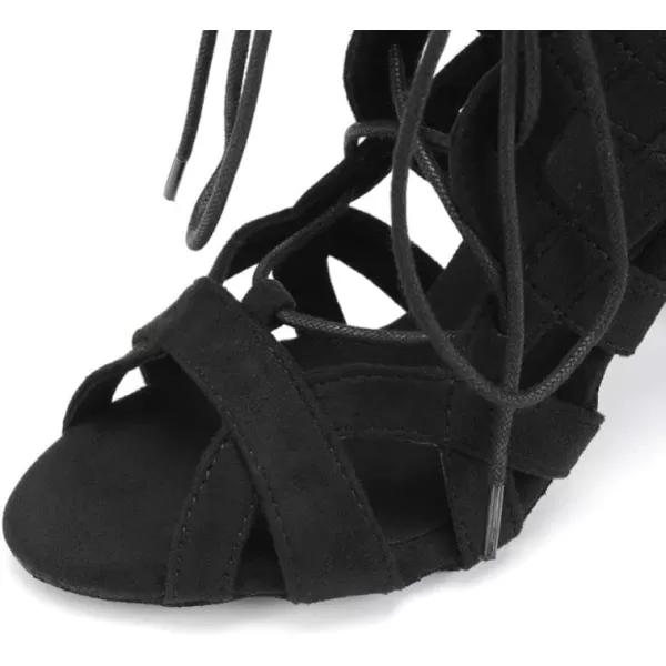 JUODVMP Women Latin Dance Shoes Crossstrap Stiletto Heel Opentoe Ballroom ChaCha Dance Shoes Model YCL552Qjw7208black33 Heelsuede Sole