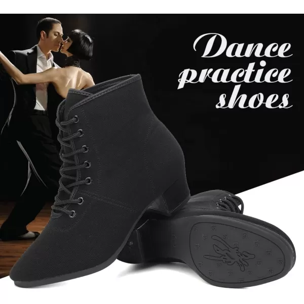 JUODVMP Women amp Men Latin Ballroom Dance Shoes Practice with Laceup Teaching Performance Modern Salsa Dancing BootsModel LHDGBNJB13heelblackrubber Sole