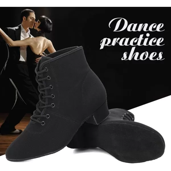 JUODVMP Women amp Men Latin Ballroom Dance Shoes Practice with Laceup Teaching Performance Modern Salsa Dancing BootsModel LHDGBNJB13heelblacksuede Sole