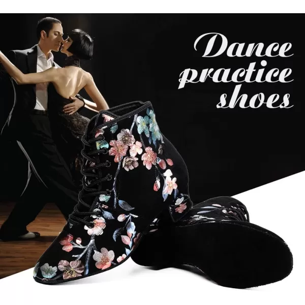 JUODVMP Women amp Men Latin Ballroom Dance Shoes Practice with Laceup Teaching Performance Modern Salsa Dancing BootsModel LHDGBNJB13heelblacksuede Soleyh