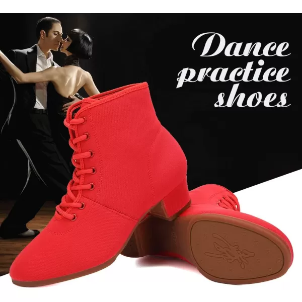 JUODVMP Women amp Men Latin Ballroom Dance Shoes Practice with Laceup Teaching Performance Modern Salsa Dancing BootsModel LHDGBNJB13heelredrubber Sole