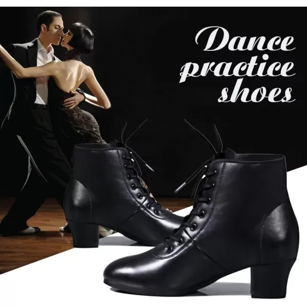 JUODVMP Women amp Men Latin Ballroom Dance Shoes Practice with Laceup Teaching Performance Modern Salsa Dancing BootsModel LHDGBNJB2heelblackrubber Solekcbd1