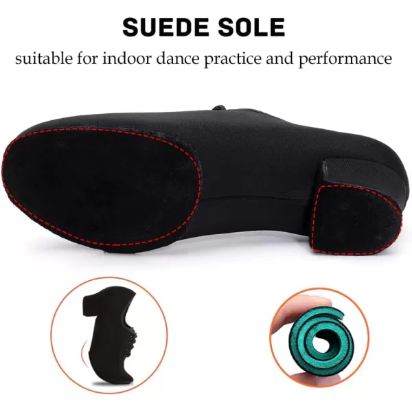 JUODVMP Womens Ballroom Dance Shoes ClosedToe Laceup SplitSole Salsa Professional Practice Low Heel Dance ShoesNjbsuede Split Sole12heel