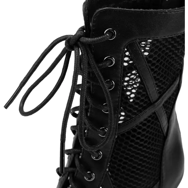 JUODVMP Womens Latin Dance Shoes Open toe Mesh Salsa Tango Practice Ballroom Dance BootsK99black37heelrubber Sole