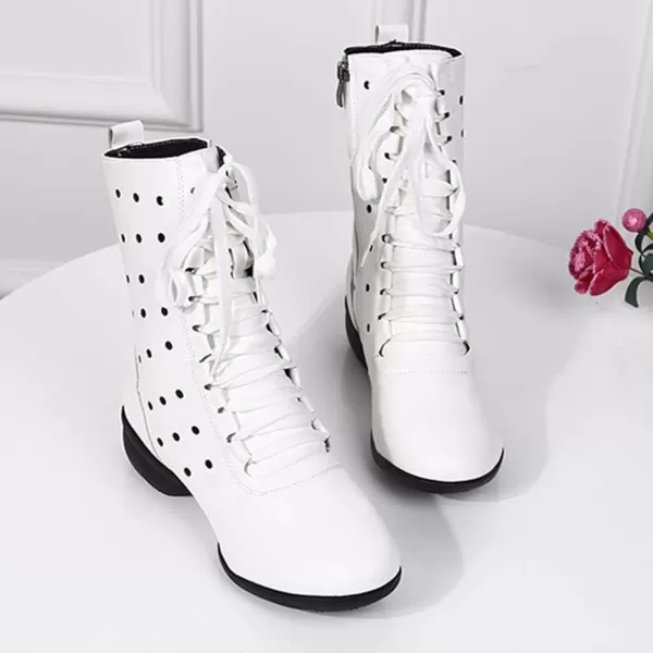 JUODVMP Womens Modern Jazz Dance Shoes Leather Professional Ballroom Salsa Practice Performance Dance ShoesModel YMJ1816White