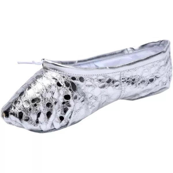 JUODVMP Ballet Shoes for Women Womens Ballet Slipper Dance Shoes Leather Ballet Shoes Yoga ShoesModel CMJJYBLATSilver