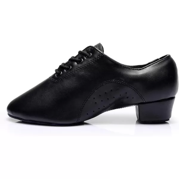 JUODVMP Laceup Professional Latin Dance Shoes Ballroom Modern Jazz Tango Waltz Salsa Leather Shoes for Men Low HeelModel WLL5182Black