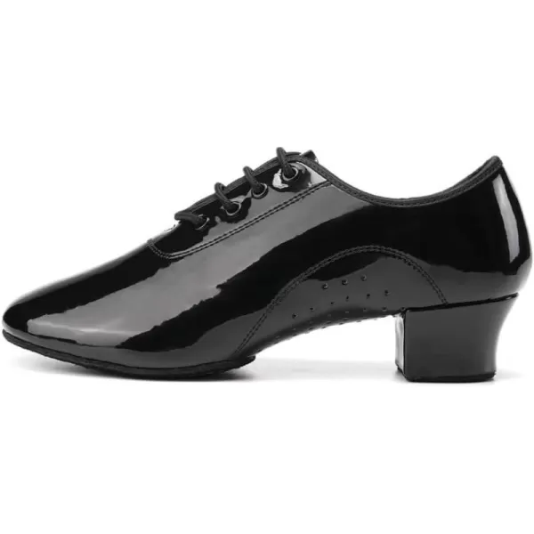 JUODVMP Laceup Professional Latin Dance Shoes Ballroom Modern Jazz Tango Waltz Salsa Leather Shoes for Men Low HeelModel WLL5182Bright Black238suede Sole